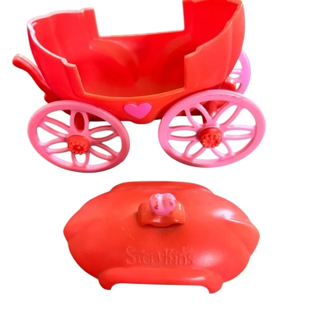 Vintage Doll Hasbro Storykins Cinderella  Pumpkin Carriage Red Pink Plastic